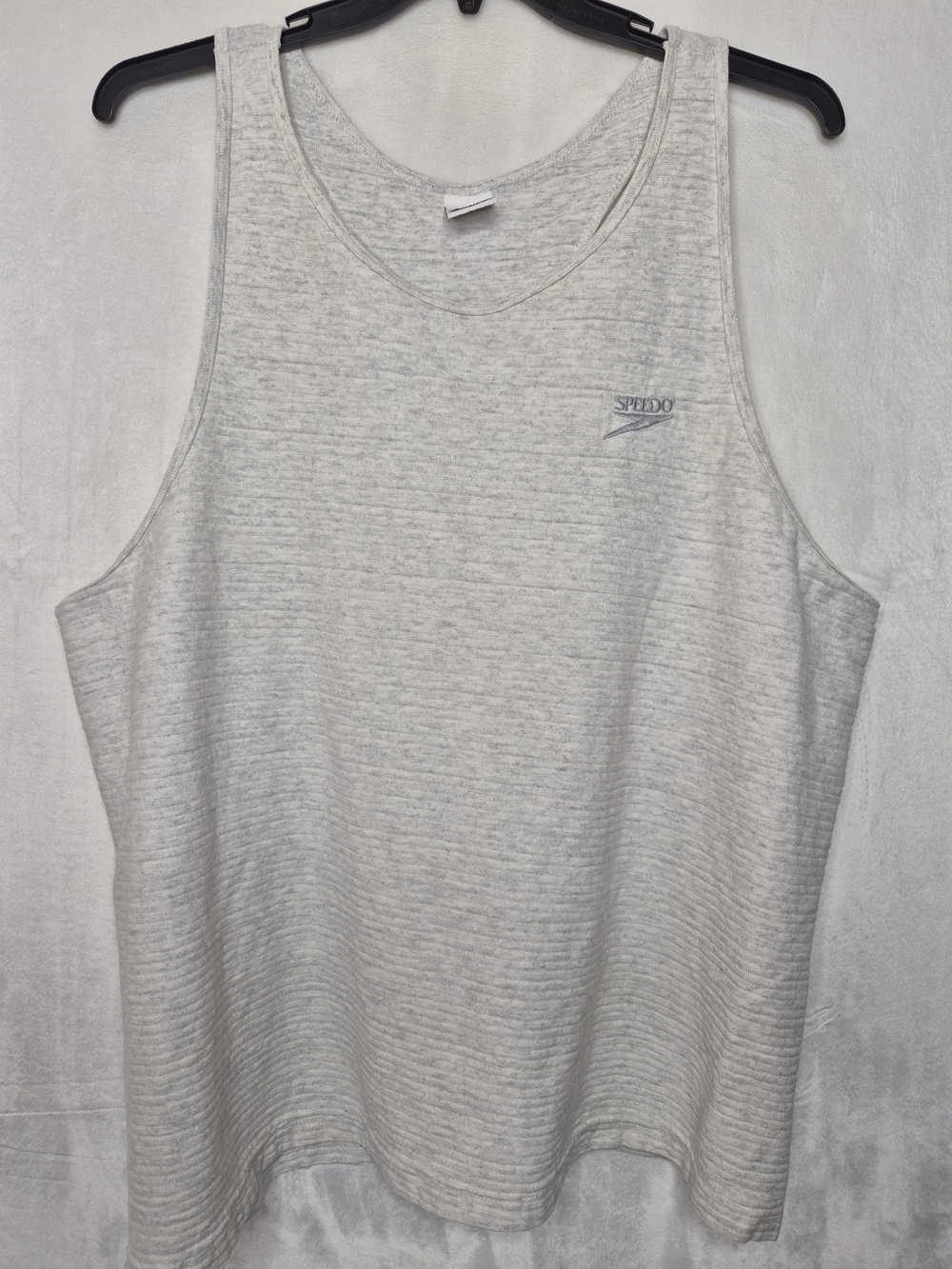 Vintage 90s Speedo USA Made Ribbed Muscle Tank Top Racerback Heather Gray Mens X